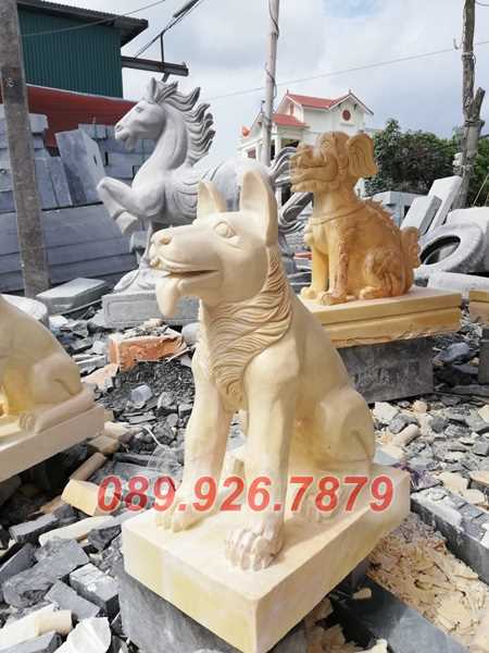 Mẫu chó đá canh cổng bằng đá trắng, đá vàng bán Đắk Nông