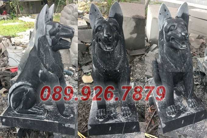Mẫu chó canh cổng bằng đá xanh rêu đẹp bán Bình Phước