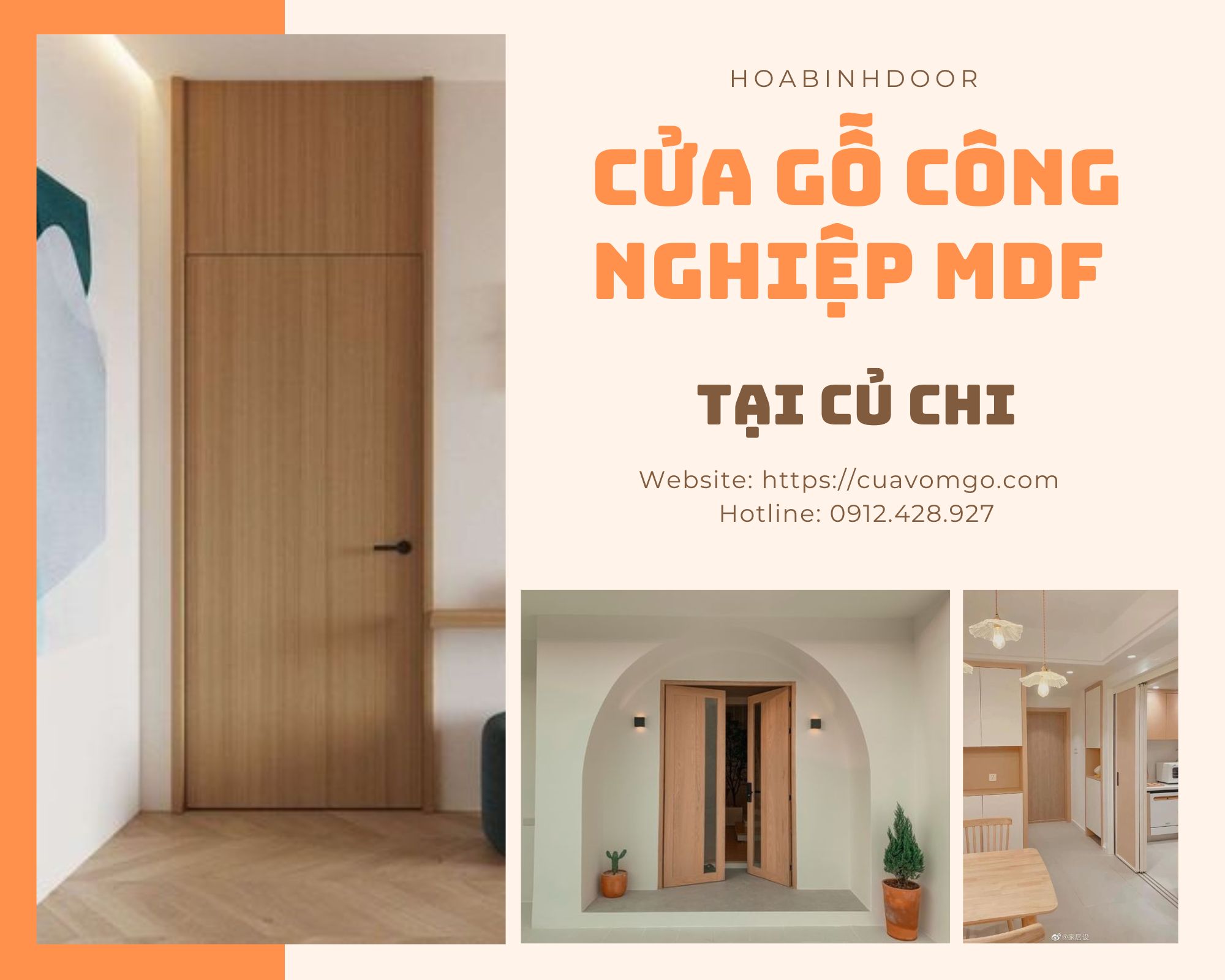 Cửa gỗ MDF tại Củ Chi  Cửa gỗ công nghiệp ván An Cường