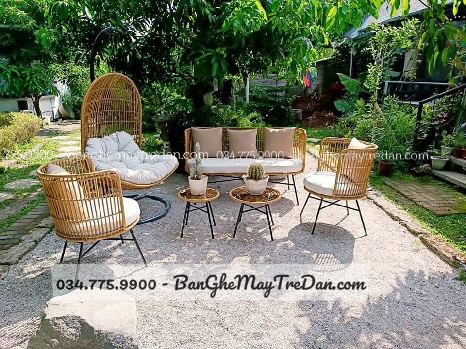 Bàn ghế nhựa giả mây để sân vườn chất lượng cao