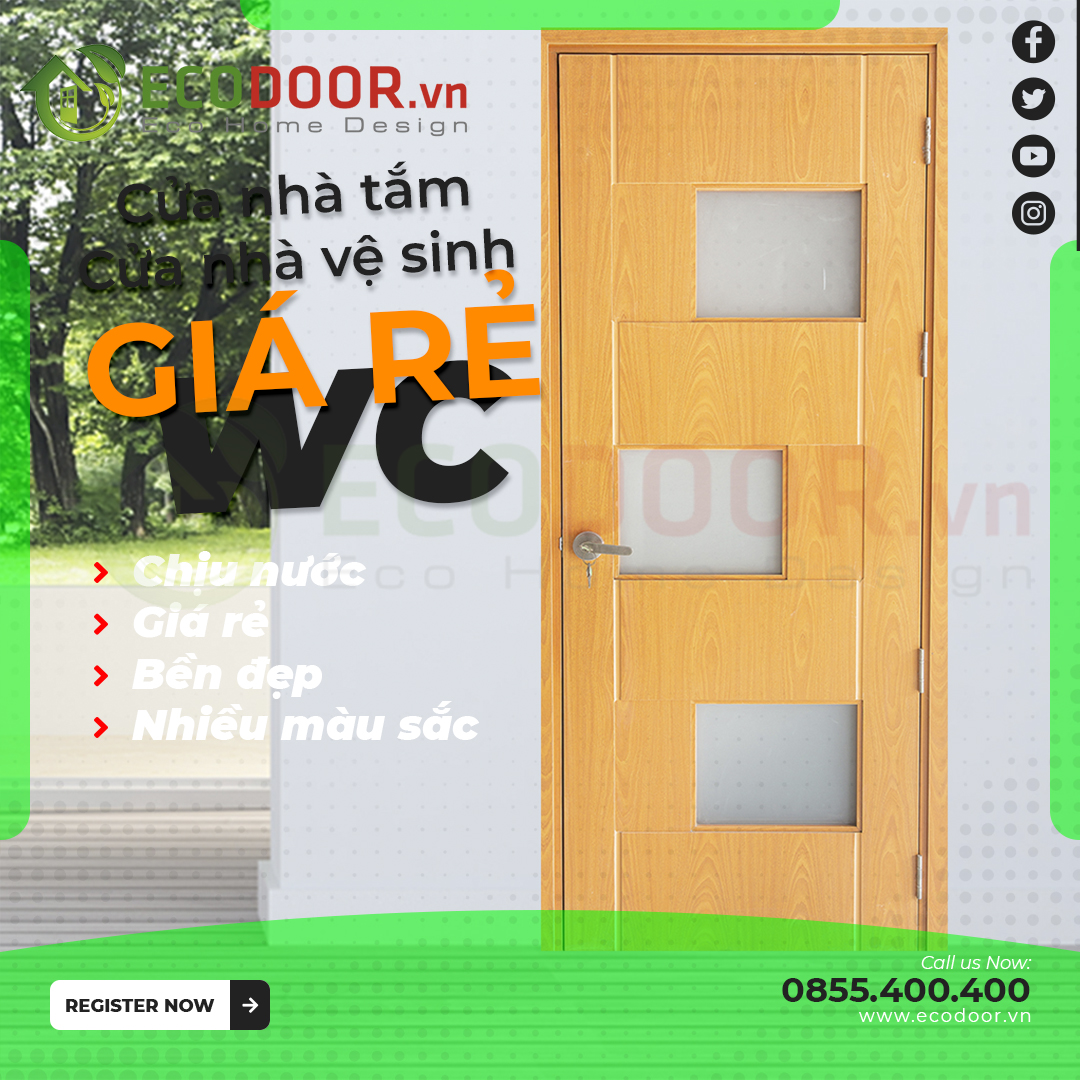 Cửa nhựa nhà tắm giá rẻ chất lượng - Ecodoor
