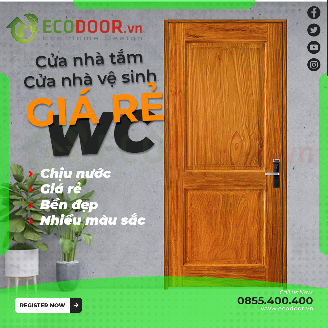 Cửa nhựa nhà tắm giá rẻ chất lượng - Ecodoor