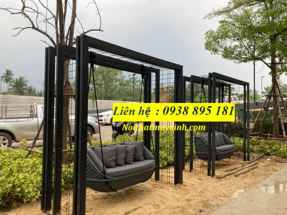 Ghế bể  bơi ngoài trời mây nhựa, xưởng ghế hô bơi giả mây