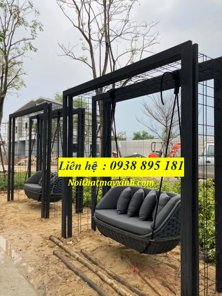 Ghế bể  bơi ngoài trời mây nhựa, xưởng ghế hô bơi giả mây