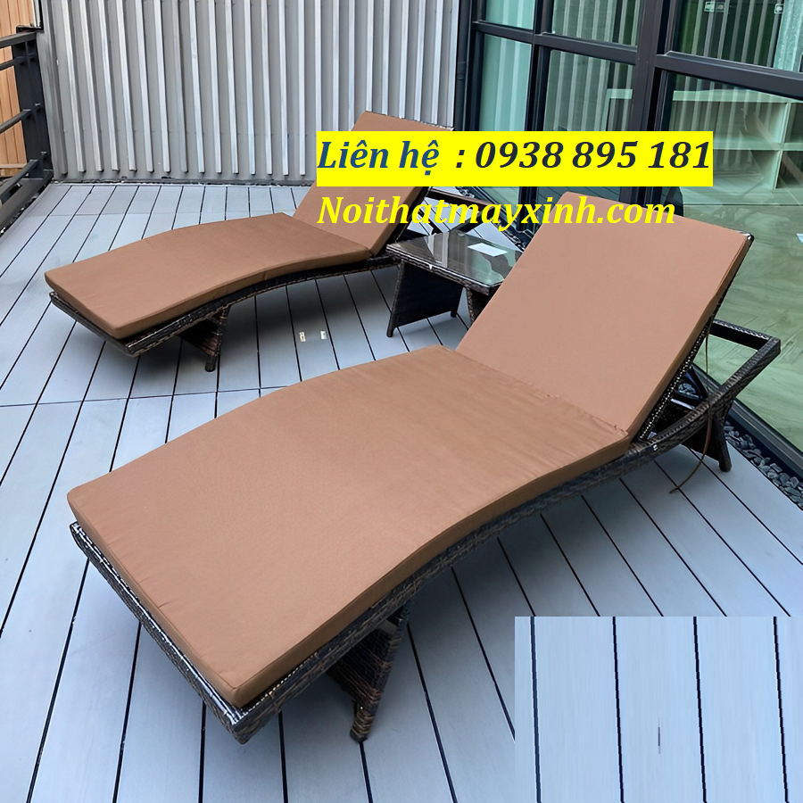 Ghế bể  bơi ngoài trời mây nhựa, xưởng ghế hô bơi giả mây