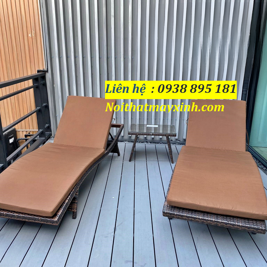 Ghế bể  bơi ngoài trời mây nhựa, xưởng ghế hô bơi giả mây