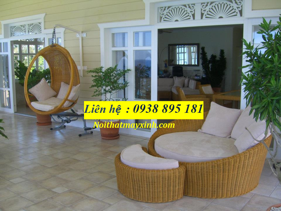 Ghế bể  bơi ngoài trời mây nhựa, xưởng ghế hô bơi giả mây