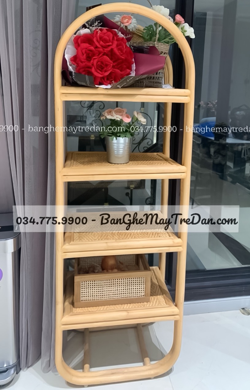 Tủ kệ mây tre trang trí phòng khách, phòng ngủ