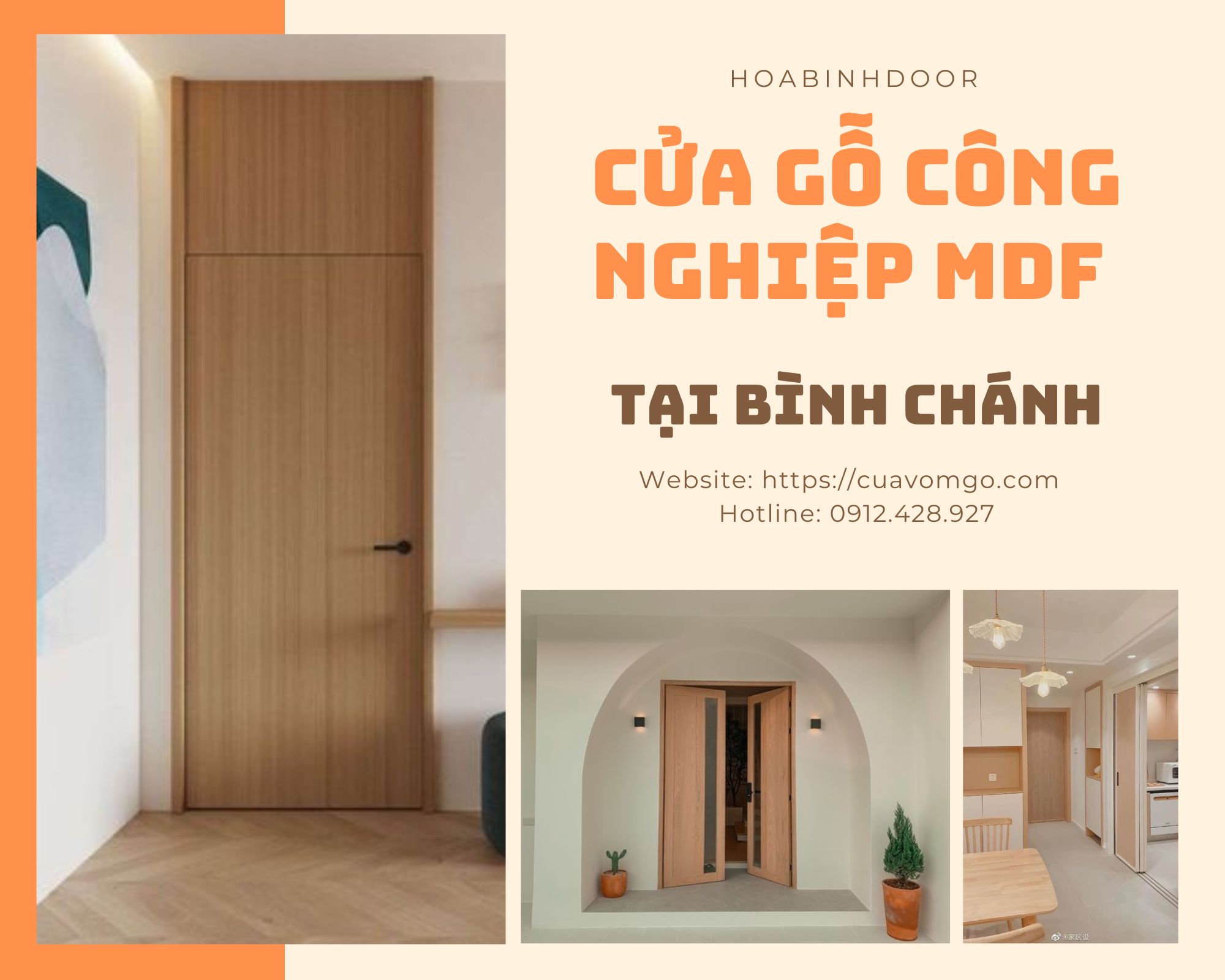 Cửa gỗ MDF tại Bình Chánh  Cửa gỗ công nghiệp