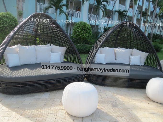 Ghế hình tổ chim đan nhựa giả mây để khu nghỉ dưỡng