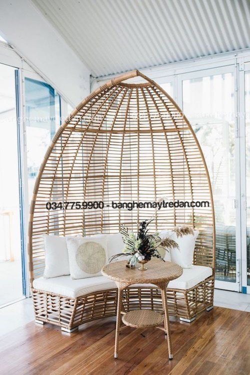 Ghế hình tổ chim đan nhựa giả mây để khu nghỉ dưỡng