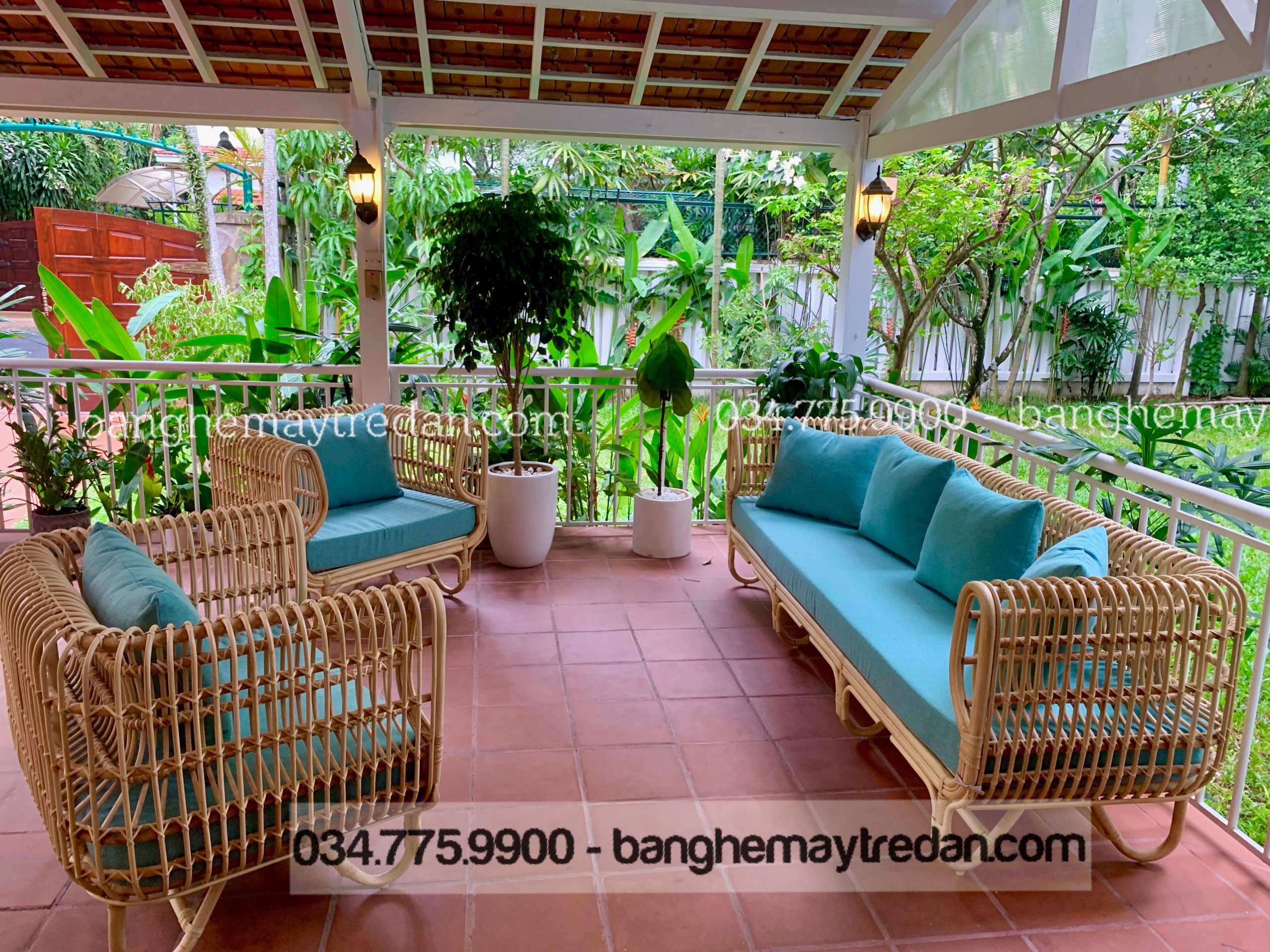 Bộ ghế sofa mây tổ yến phòng khách - Bàn ghế mây tre đan