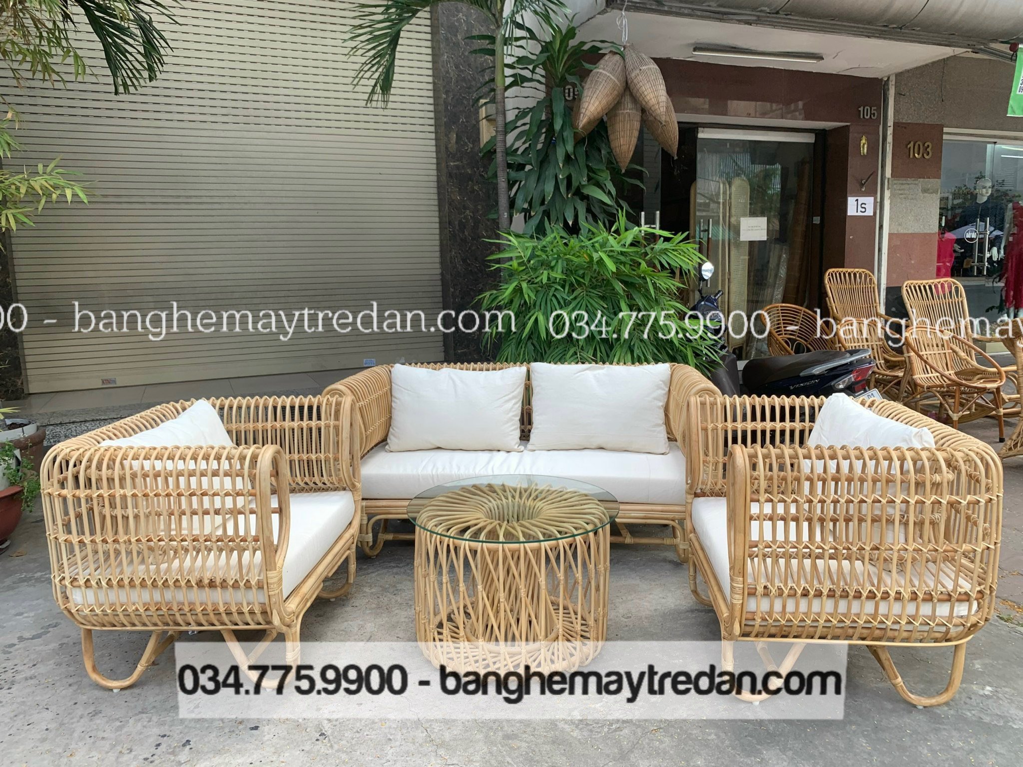 Bộ ghế sofa mây tổ yến phòng khách - Bàn ghế mây tre đan