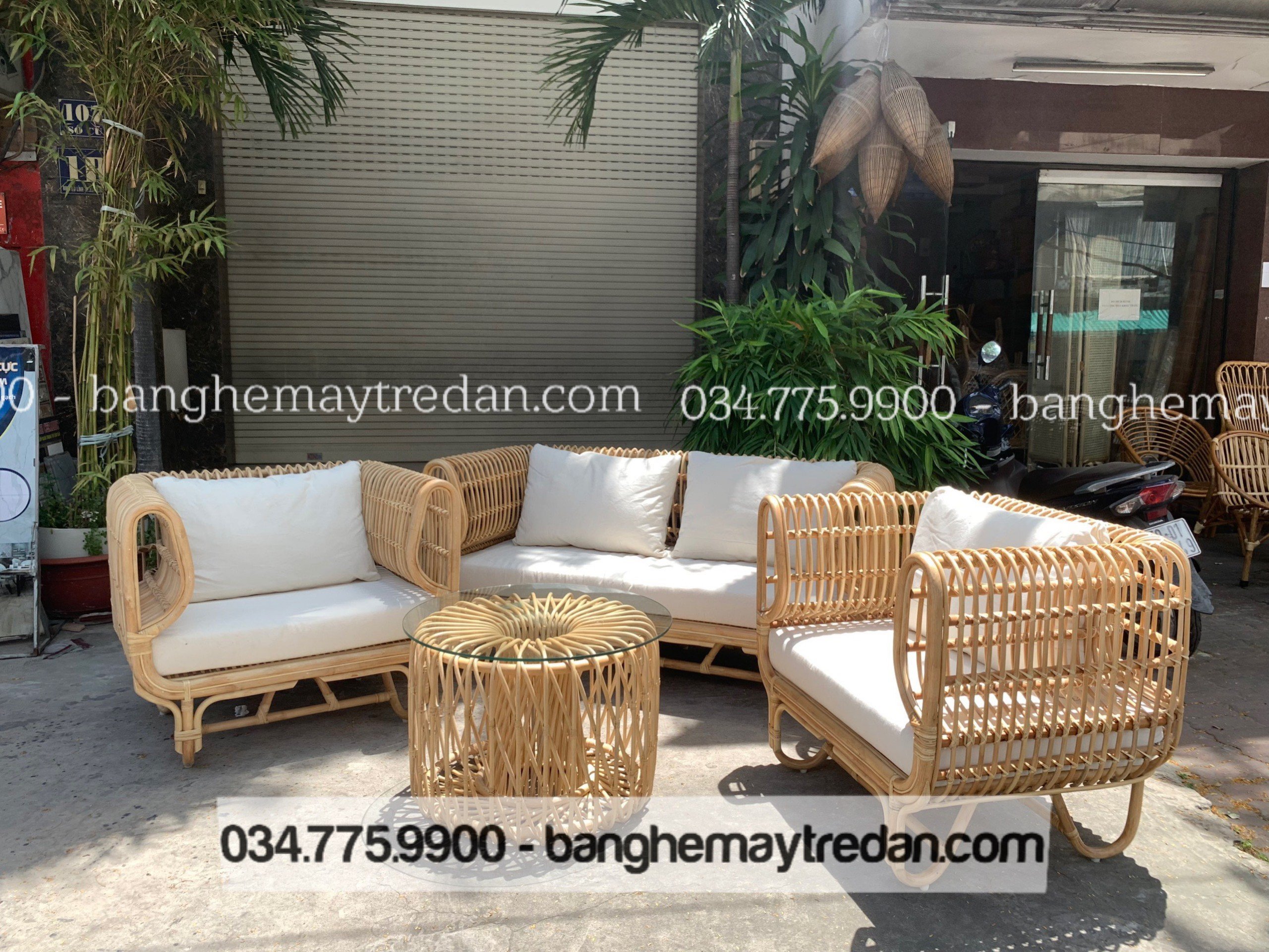 Bộ ghế sofa mây tổ yến phòng khách - Bàn ghế mây tre đan