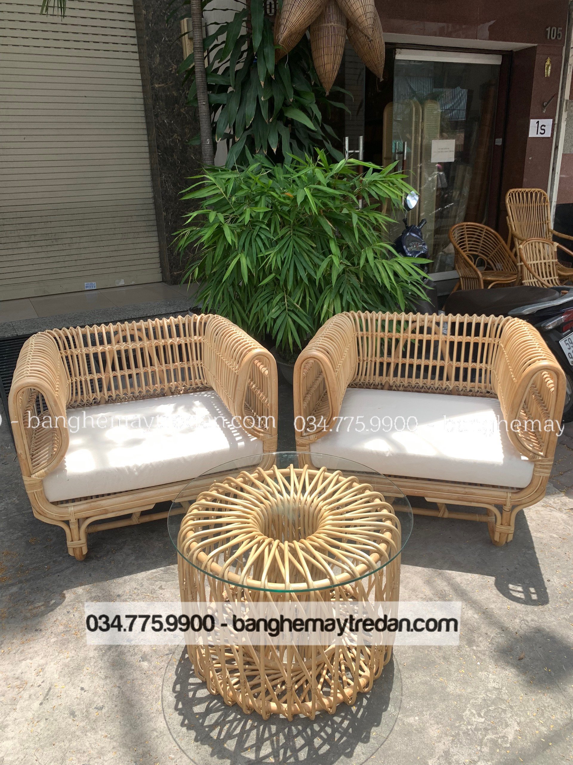 Bộ ghế sofa mây tổ yến phòng khách - Bàn ghế mây tre đan