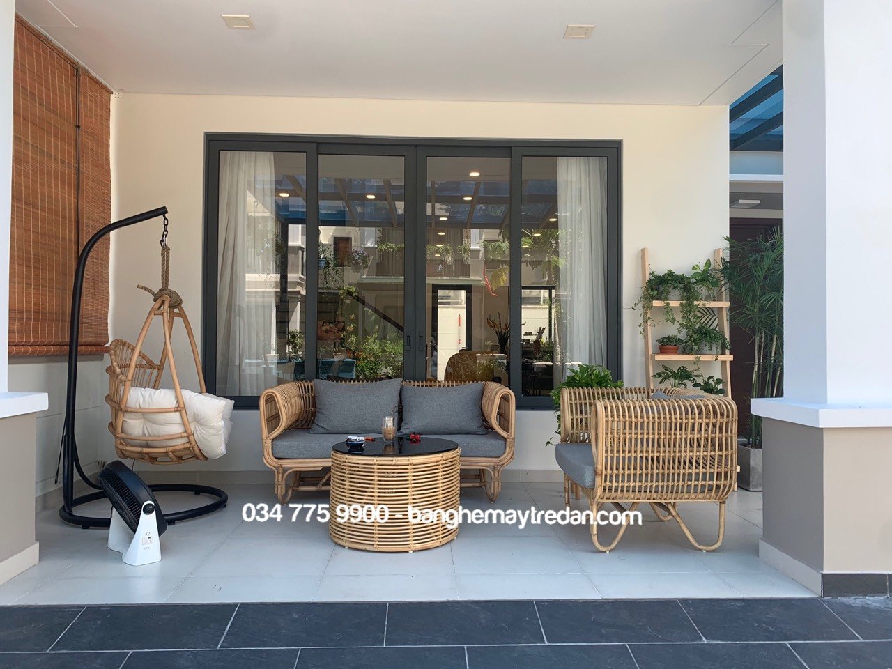Bộ ghế sofa mây tổ yến phòng khách - Bàn ghế mây tre đan