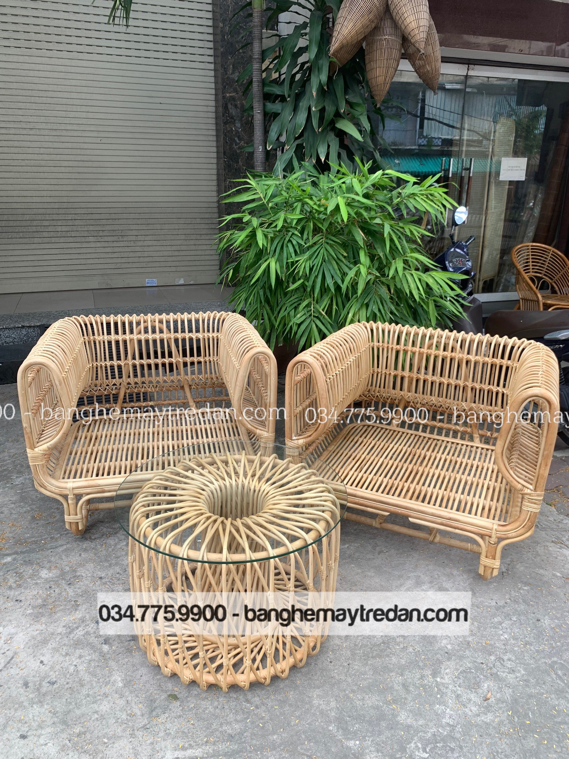 Bộ ghế sofa mây tổ yến phòng khách - Bàn ghế mây tre đan