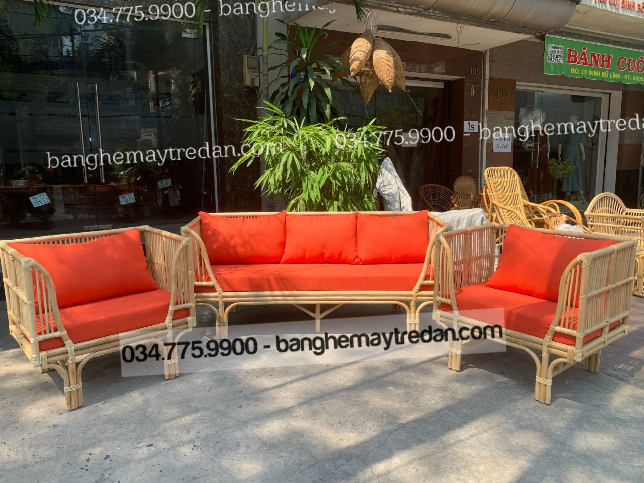 Bộ sofa, salon mây thiết kế vuông vắn, khỏe khoắn GM450