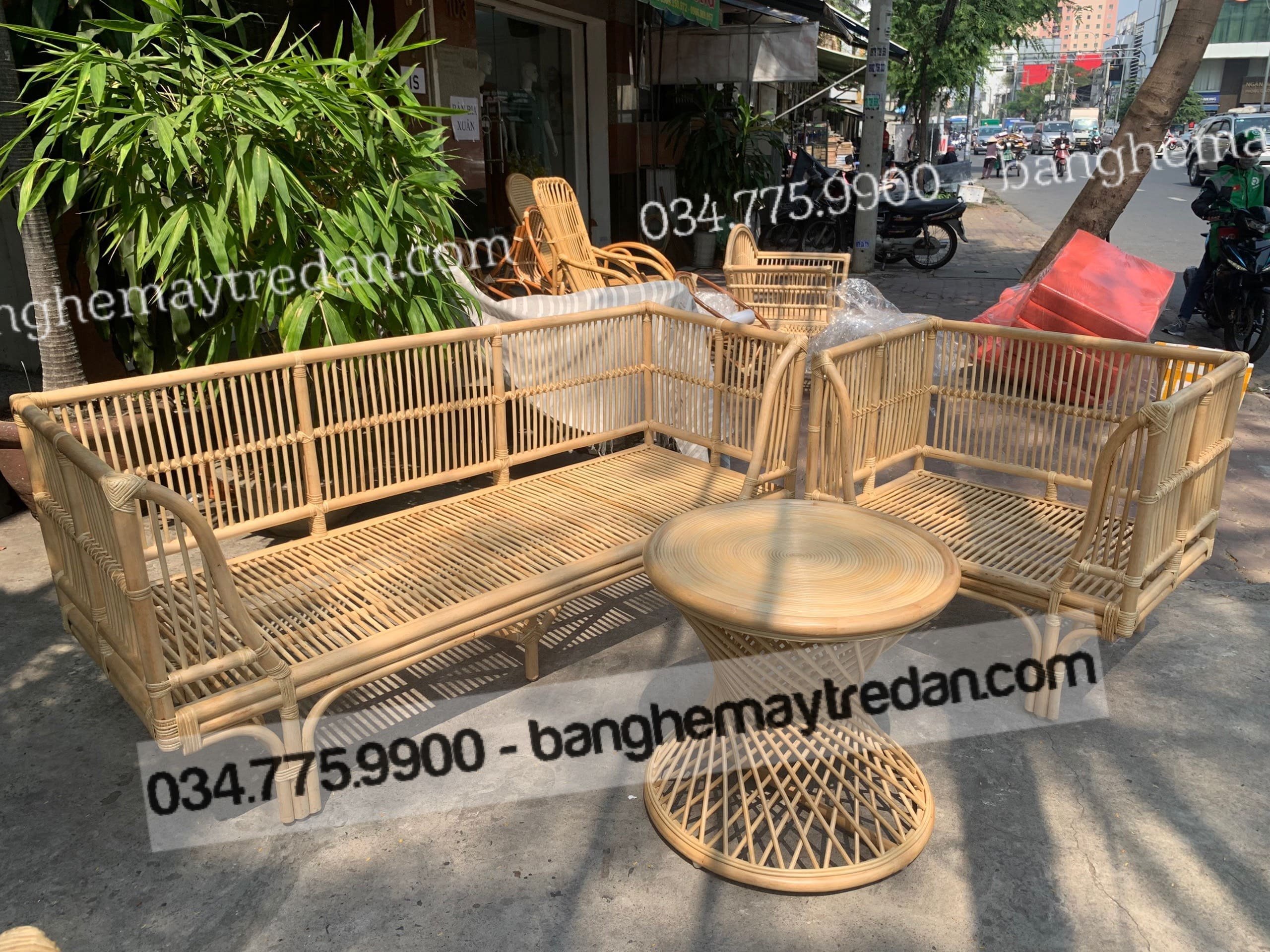 Bộ sofa, salon mây thiết kế vuông vắn, khỏe khoắn GM450