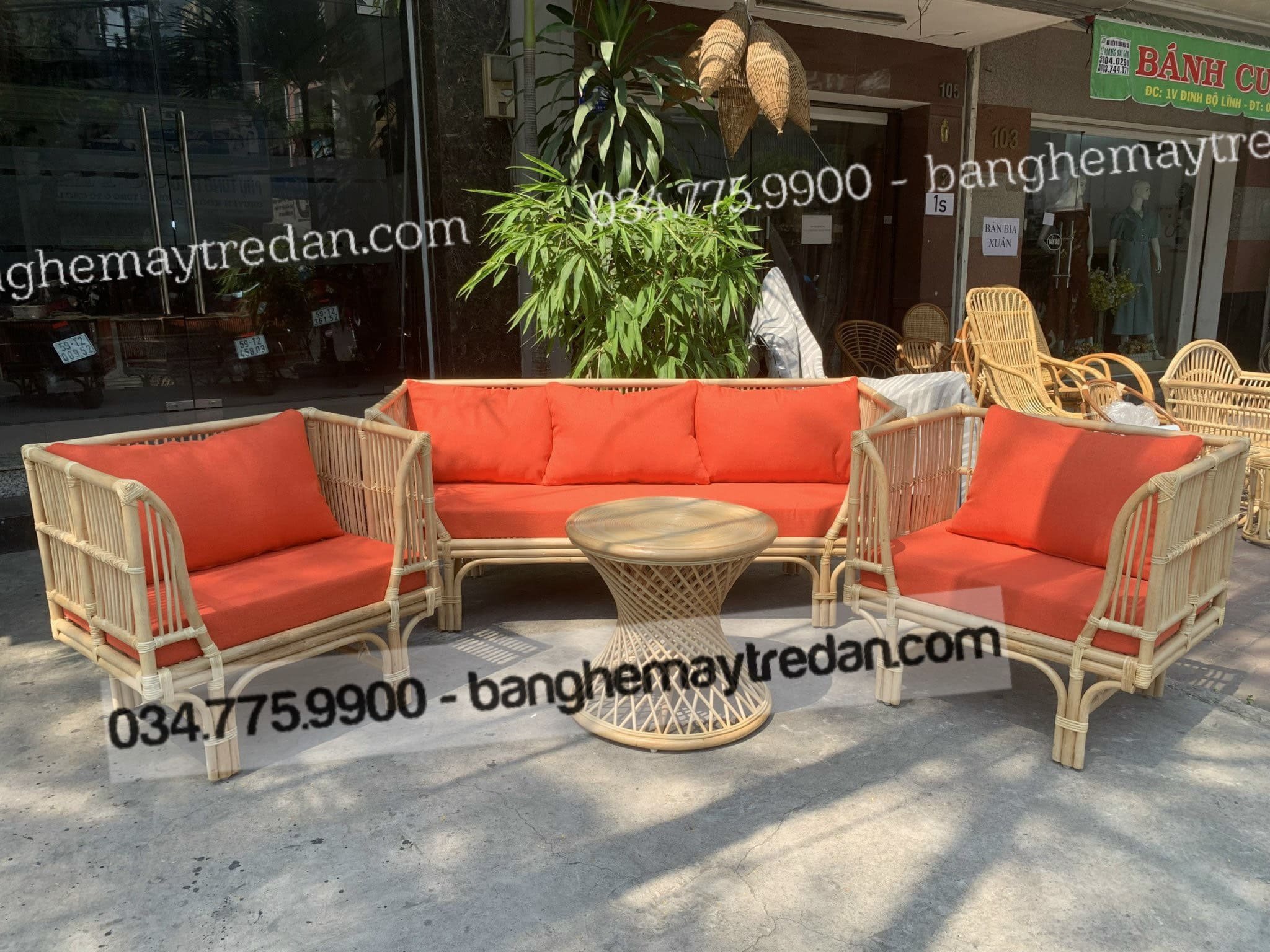 Bộ sofa, salon mây thiết kế vuông vắn, khỏe khoắn GM450