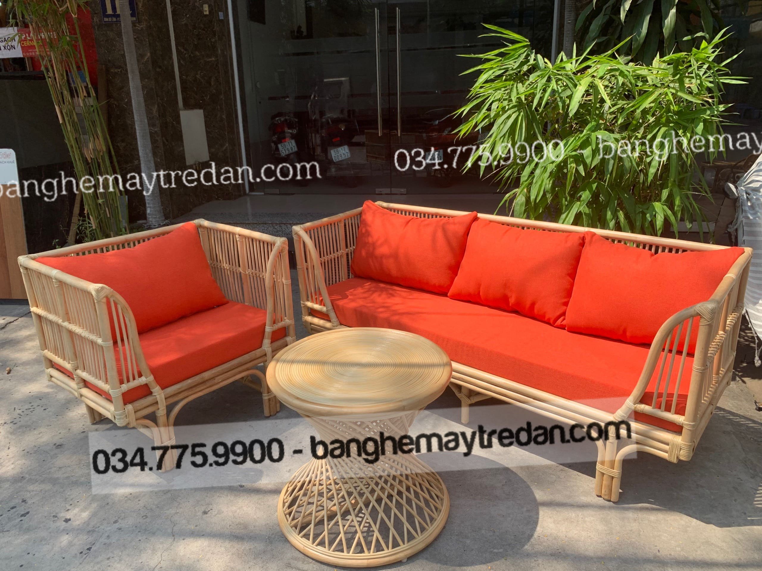 Bộ sofa, salon mây thiết kế vuông vắn, khỏe khoắn GM450