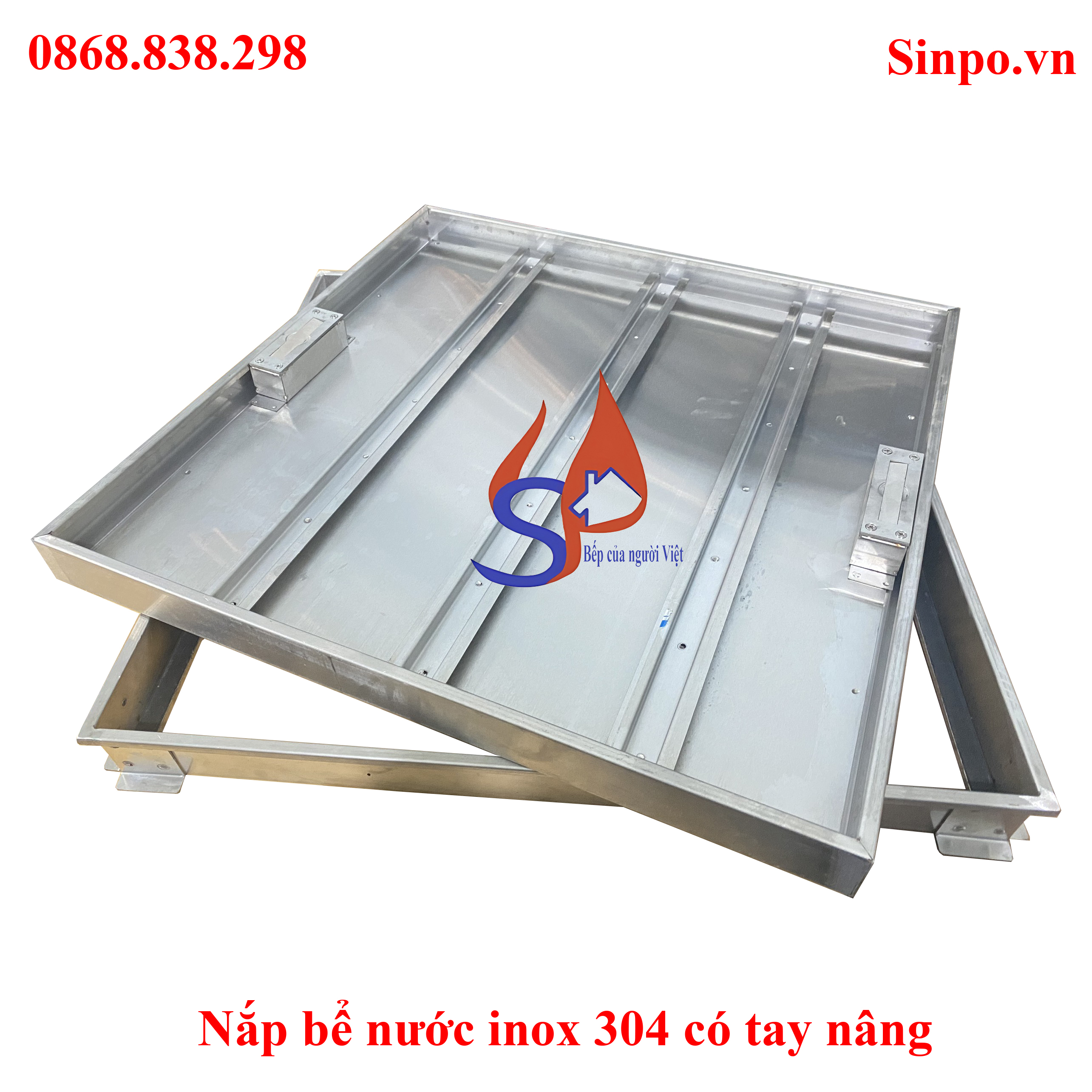 Nắp bể nước ngầm 60x60 cm inox 304 có tay nâng