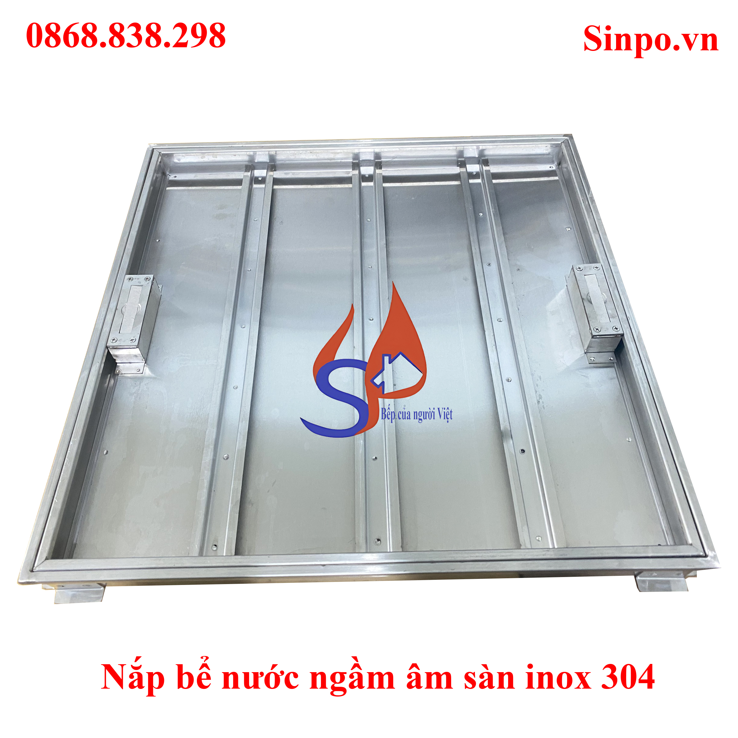 Nắp bể nước ngầm 60x60 cm inox 304 có tay nâng