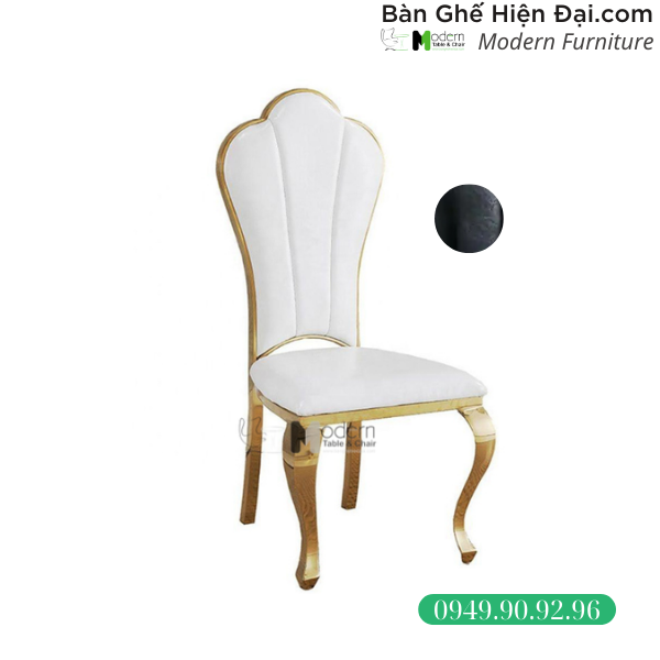 Ghế nhà hàng tựa lưng vỏ sò bọc nệm Simili chân inox HCM  ROYAL 1B-P