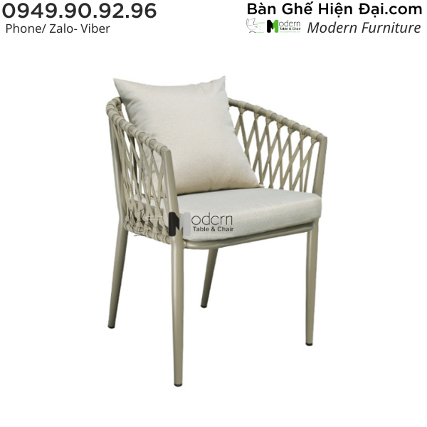 Ghế ngồi cafe sân vườn tựa lưng dù đan chéo khung nhôm HCM CC2030-A