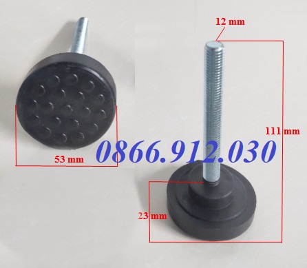 Chân tăng chỉnh đế nhựa đen bulong m6, m8, m10, m12