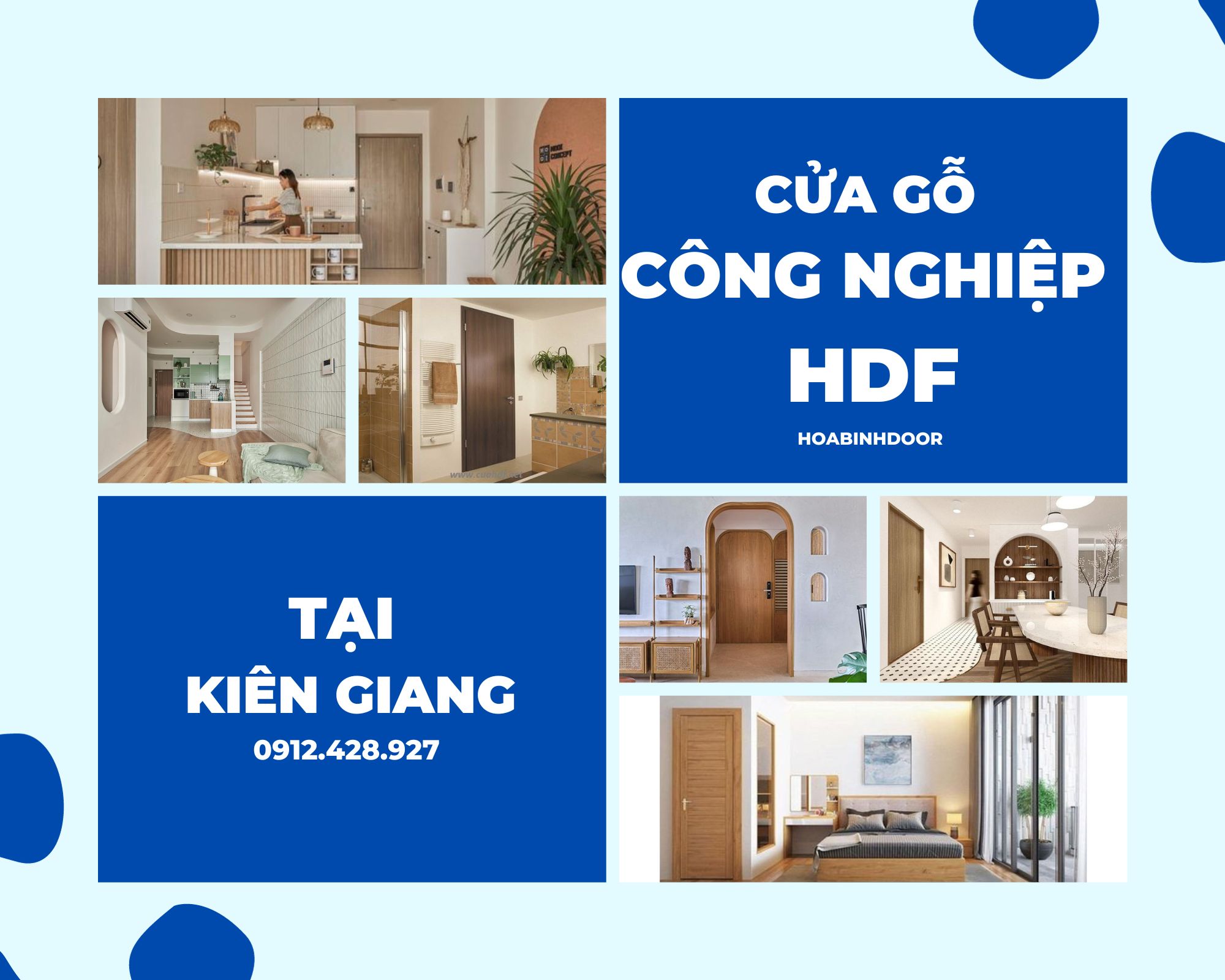 Cửa gỗ công nghiệp HDF tại Kiên Giang  lắp đặt trọn gói
