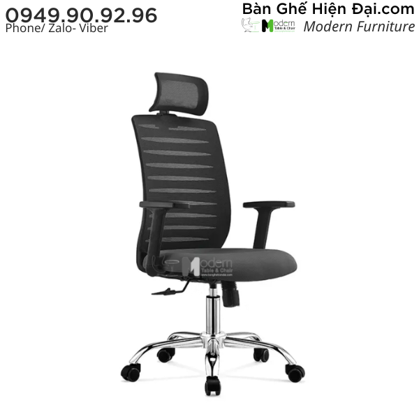 Ghế xoay văn phòng lưng lưới bọc nệm vải có tựa đầu HCM CM4530-M