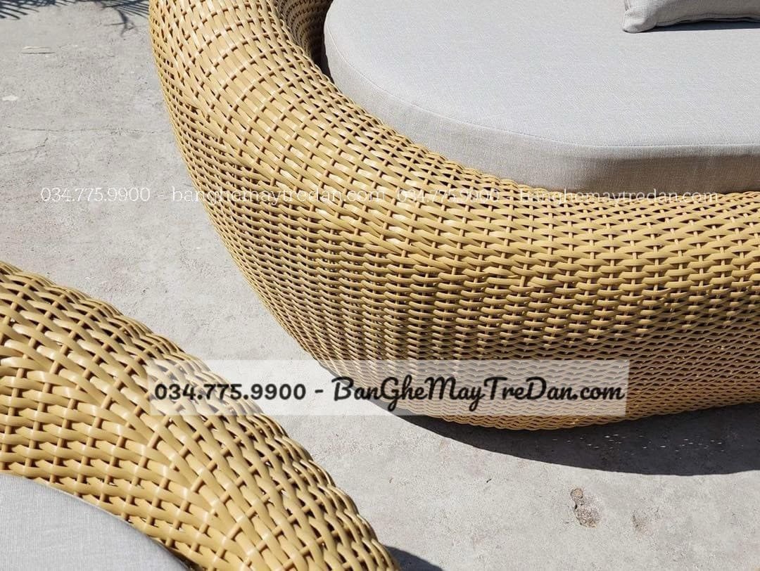 Sofa trứng đan nhựa giả mây - Mây Tre Lục Bình