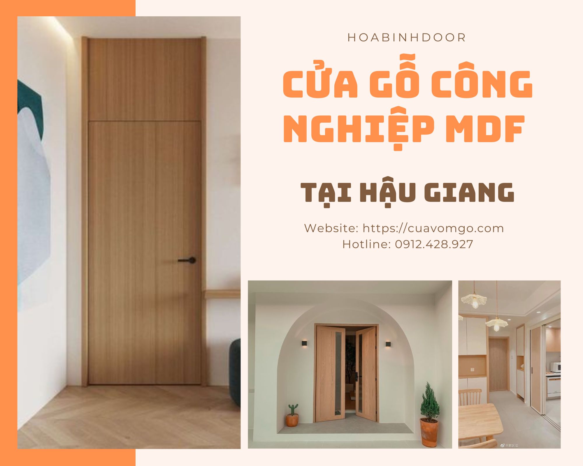 Cửa gỗ MDF tại Hậu Giang  lắp đặt trọn gói