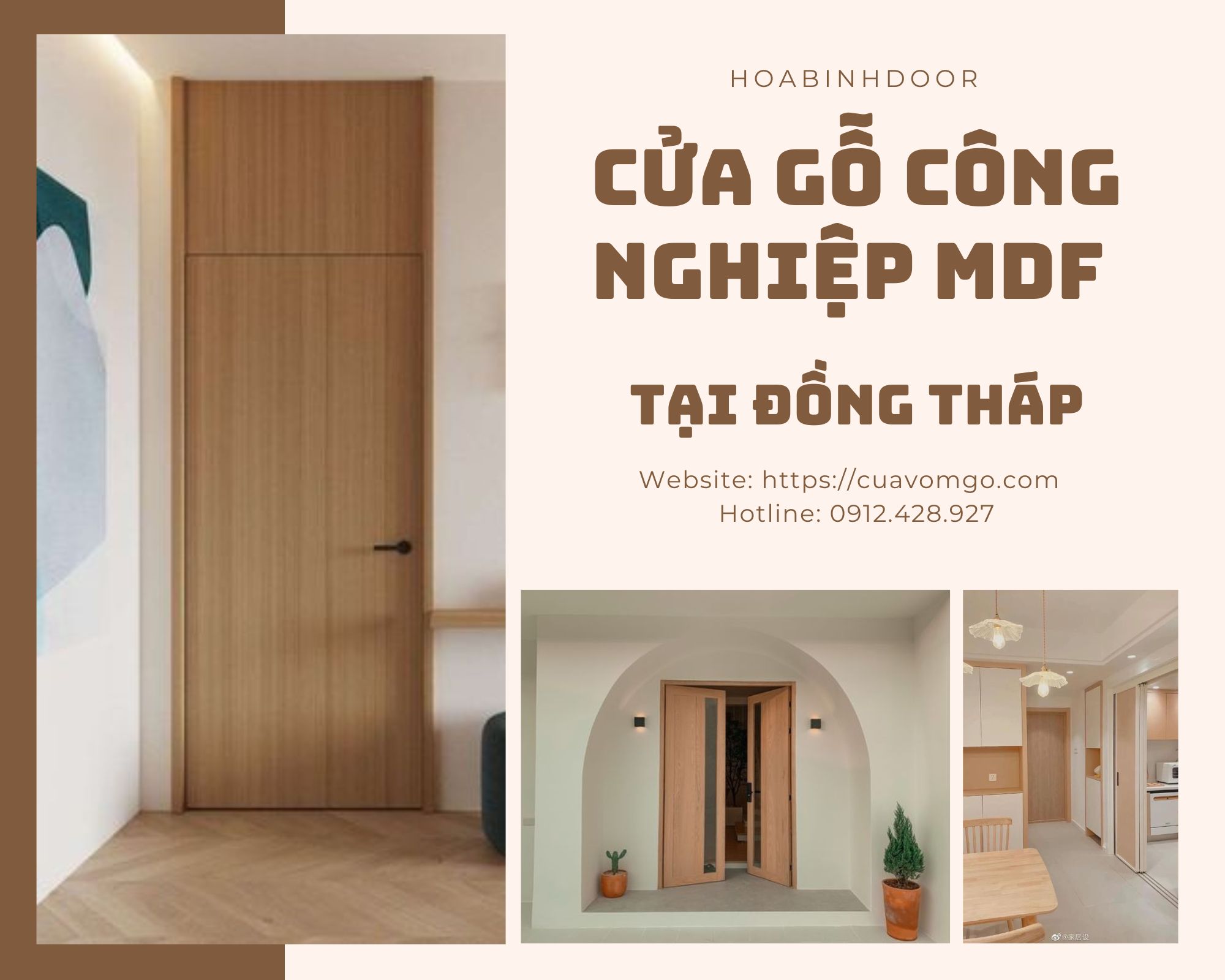 Cửa gỗ công nghiệp MDF tại Đồng Tháp  Báo giá trọn gói