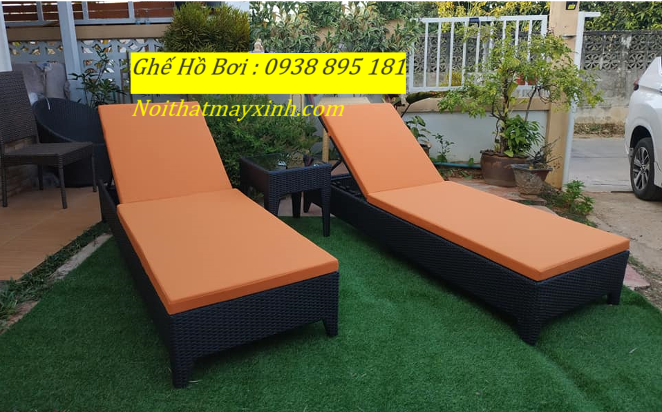 Ghế hồ bơi bằng mây nhựa cho resort cao cấp