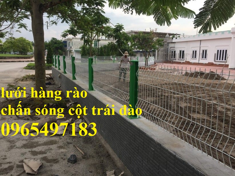 Hàng rào lưới thép cột trái đào, hàng rào lưới thép chấn sóng, gập đầu