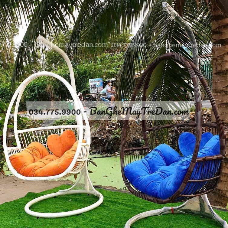 Bộ bàn ghế xích đu treo để sân thượng, trang trí quán cafe