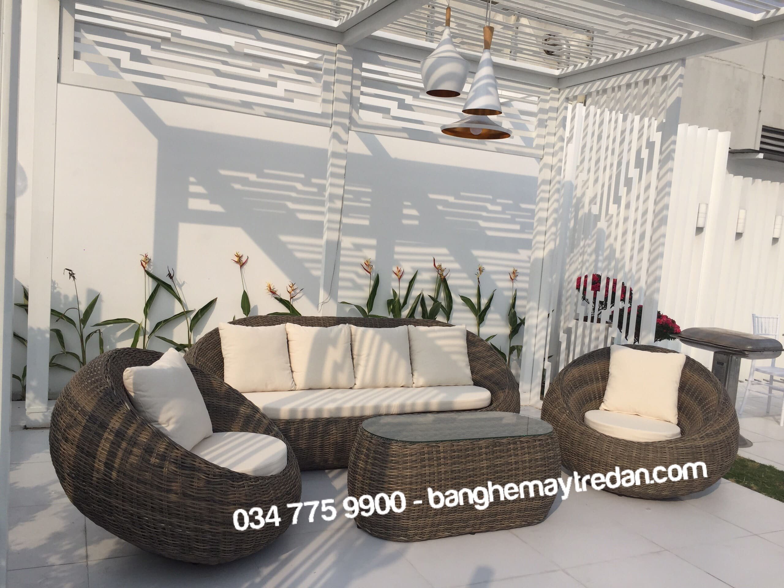 Xưởng làm bộ bàn ghế nhựa giả mây để sân thượng