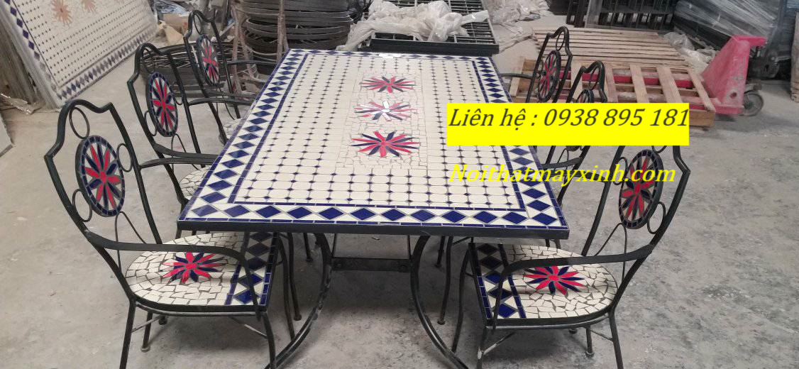 Ghế sắt mosaic giá rẻ , ghế sắt đá mosaic