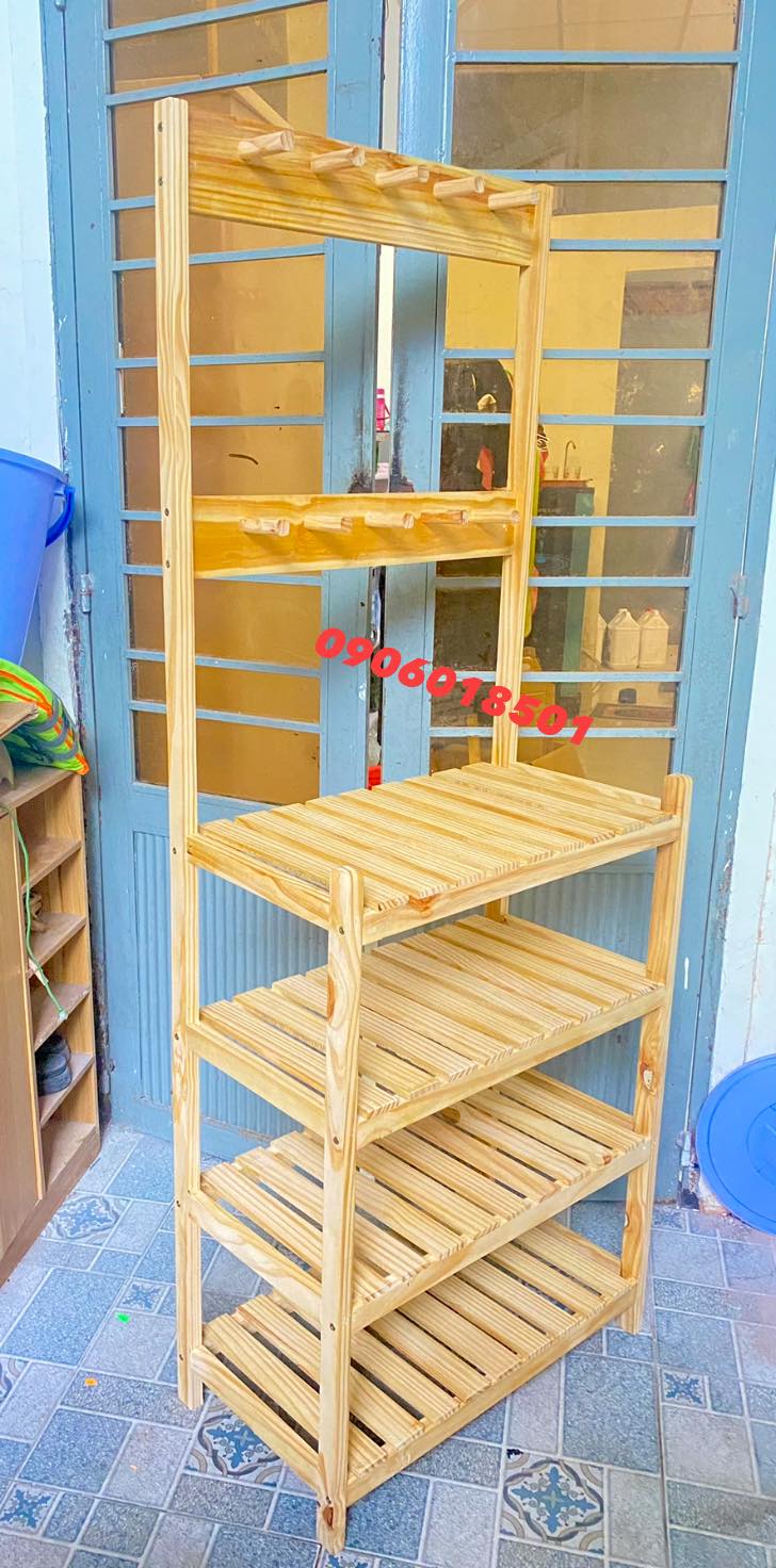 Kệ 4 tầng kết hợp móc treo đẹp hàng sẵn kho Đà Nẵng 0906018501
