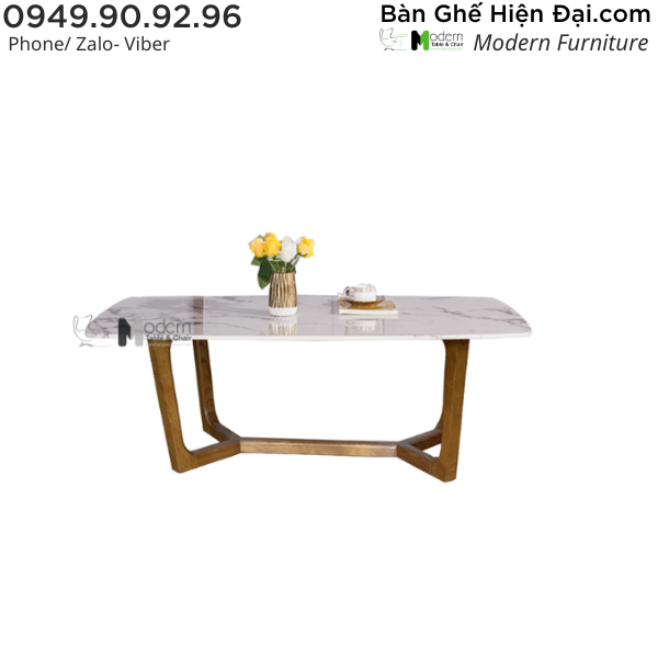 Bàn trà sofa tiếp khách mặt đá có vân chân gỗ HCM TS0960-12E