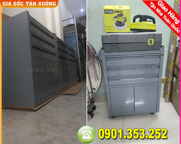 Tủ đồ nghề 3 ngăn kéo, hộc mở cánh khoá -