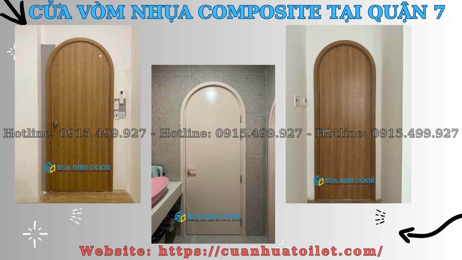 Cửa vòm nhựa Composite tại Quận 7 - Cửa nhựa giả gỗ