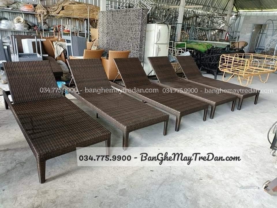 Giường nằm mây nhựa để bể bơi chất lượng cao
