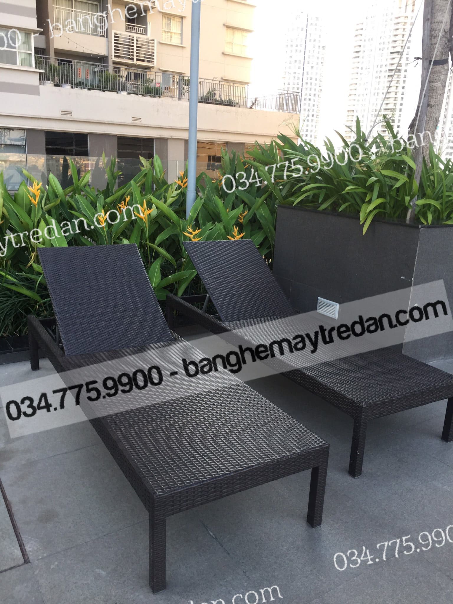 Giường nằm mây nhựa để bể bơi chất lượng cao