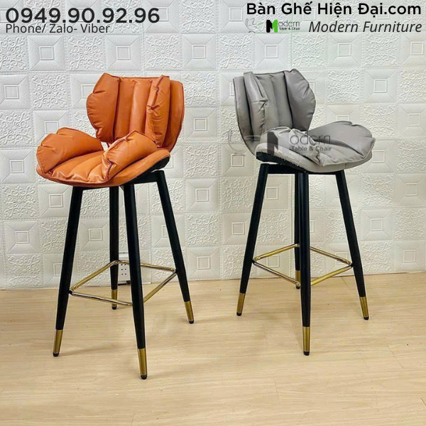 Ghế bar cafe nhà hàng bọc nệm dày chân sắt HCM CB2274C-P