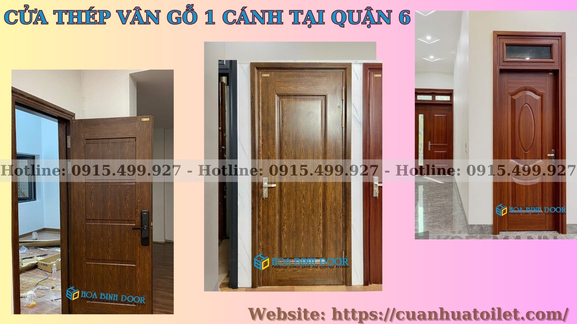 Cửa thép vân gỗ 1 cánh tại Quận 6 - Cửa thép giá tốt