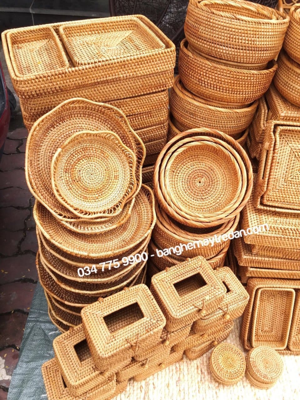 Khay mây xiên, khay để đồ khô - Mây Tre Đan