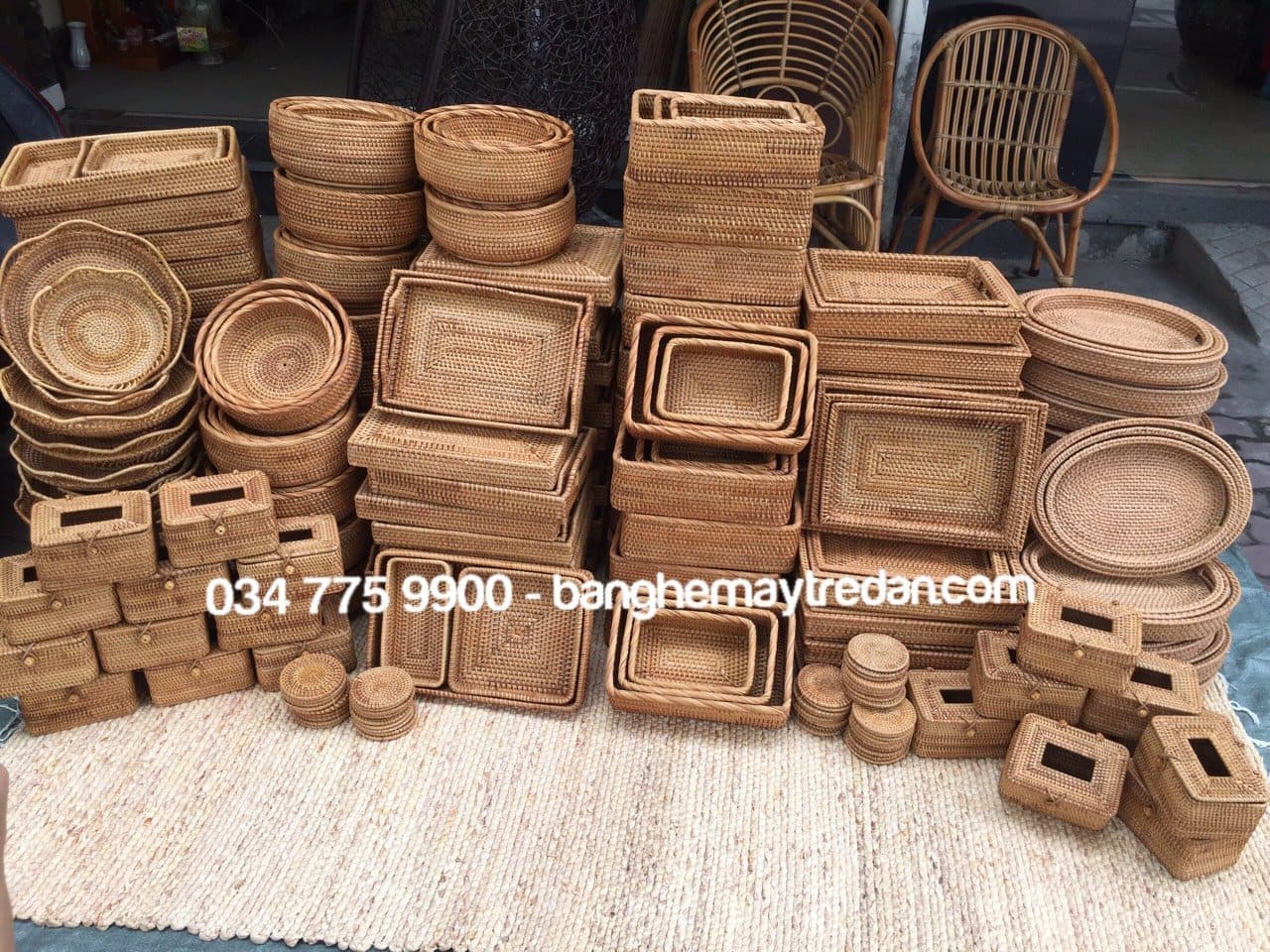 Khay mây xiên, khay để đồ khô - Mây Tre Đan